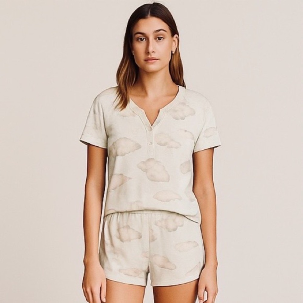 Vintage 80s ESLEEP Medium Cloud Pajama Set Shorts & Top